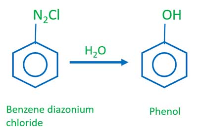 diazonium salts and water